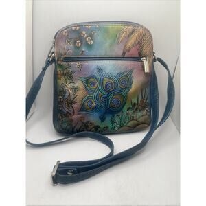 Biacci Leather Peacock Design Crossbody Purse